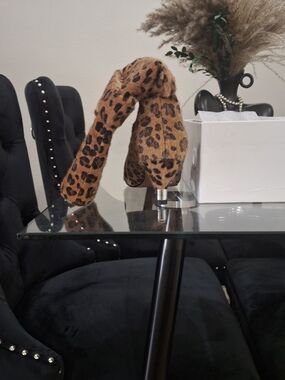 Plush Leopard Print Decorative Accent - Brown